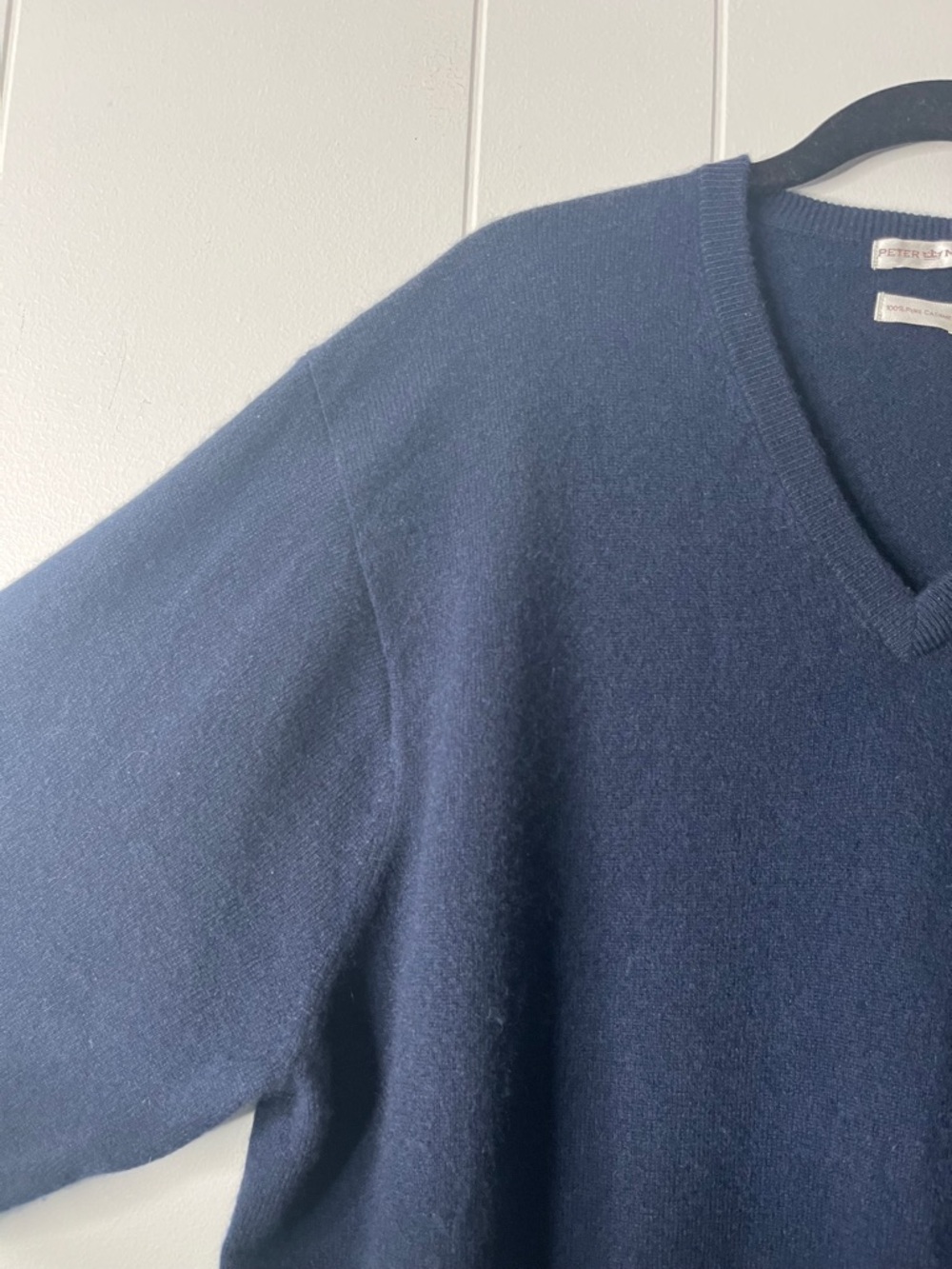 Peter Millar Navy Blue V-Neck 100% Cashmere Sweater Men's L - Picture 4 of 8